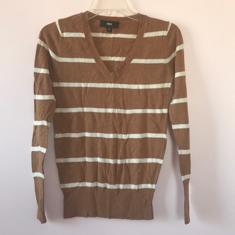 Caramel & White Striped Sweater